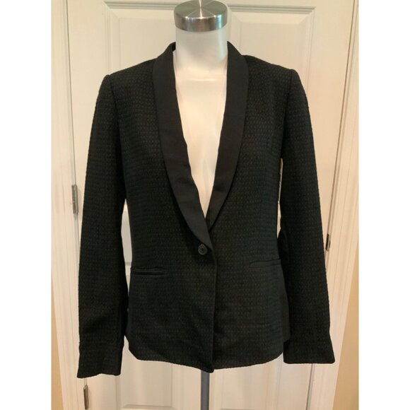 Vince Black Windowpane Textured Blazer, Size 8 - Picture 1 of 8